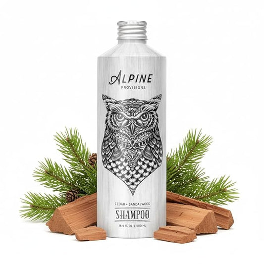 Alpine Provisions Natural & Organic Shampoo with Cedar & Sandalwood – Plant-Based Shampoo for Men & Women with Aloe Vera, Jojoba & Essential Oils – Sulfate-Free, Vegan, Hydrating – 16.9 fl oz