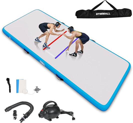 Wrestling Mat Inflatable 5FT/6.6FT/10FT/13FT/16.5FT, Foldable 4" Thick Jiu Jitsu Mats for Home Outdoor Indoor, Waterproof PVC Mat for Gymnastics, Water Yoga, PE Training, BJJ, MMA, Grappling