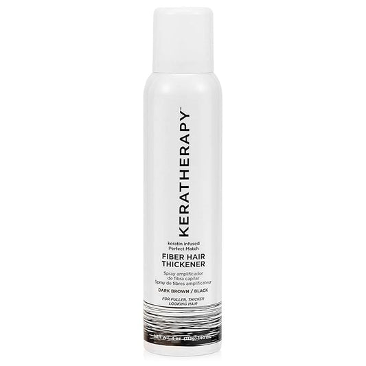 Keratherapy Keratin Infused Perfect Match Fiber Hair Thickener Spray, Dark Brown to Black, 4 fl. oz., 140 ml - Volumizing, Thickening, & Concealing Hairspray for Scalp Coverage, Roots & Thinning Areas