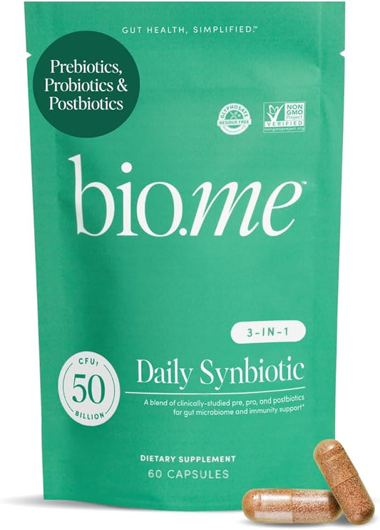 Synbiotic - 3-in-1 Prebiotics and Probiotics for Digestive Health & Immune Support, Men & Womens Probiotics and Prebiotics - Non-GMO Pre Pro Post Biotics for Women & Men - Vegan - 60 Capsules
