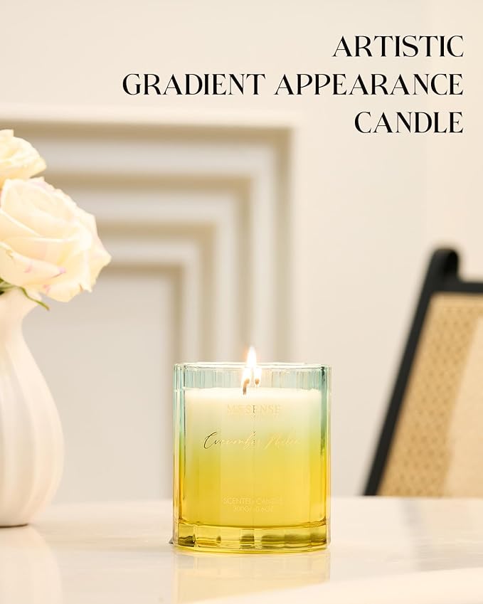 M&SENSE Cucumber Melon Scented Candle - 10.6oz Natural Soy Wax 60-Hour Long Lasting Burn Non Toxic Highly Scented Freshing Candle for Summer, Holiday Gifts & Aromatherapy