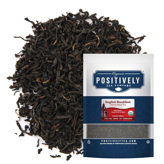 Organic Positively Tea Company, English Breakfast Black Tea, Loose Leaf, 4 Ounce