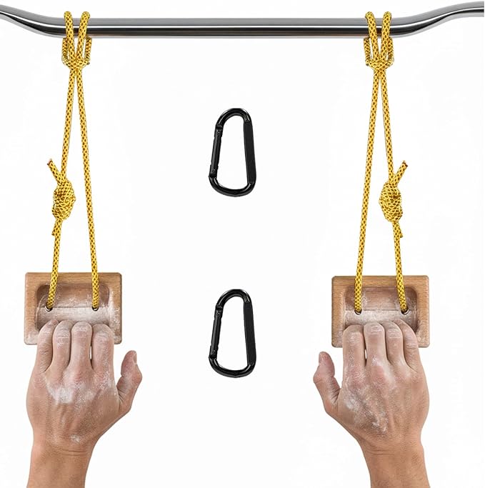 1 Pair Wooden Hangboard for Climbing Training – Dual-Pocket Grip Blocks for Finger Strength, Grip Power & Climbing Conditioning – Portable Beech Wood Fingerboard