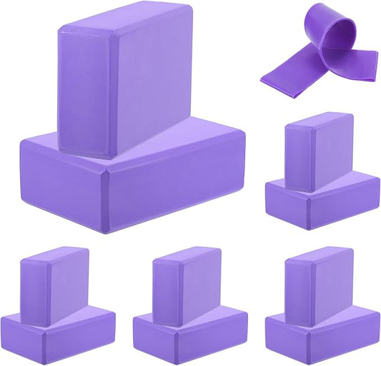 PATIKIL Yoga Blocks & Resistance Band Set, 10 Pack High-Density EVA Foam Yoga Block Bulk 9"x6"x3" Non-Slip Dance Brick Lightweight for Women Gym Stretching Yoga Pilates