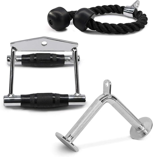 Yes4All Cable Machine Attachment, Double D Hanlde & Tricep Rope Cable Attachment, Weight Machine Accessories Load 880 LB for Home Gym