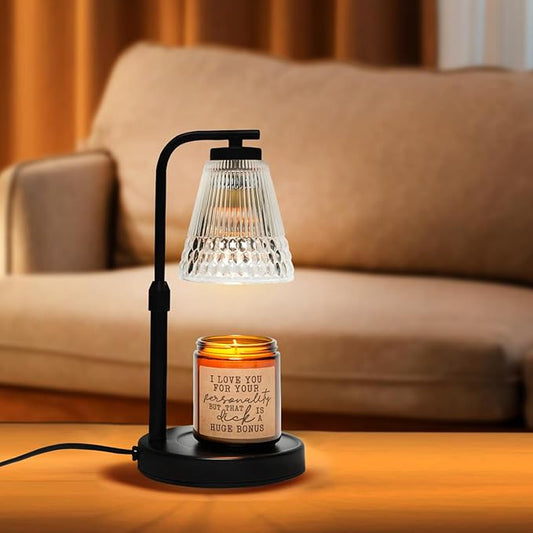 Candle Warmer Lamp Adjustable Height & Dimmable, Electric Candle Warmers for Jar Candles, Home Decor Lamp with Timer, Perfect Gifts for Women Men, Safe Night Light for Bedroom Office (Black)