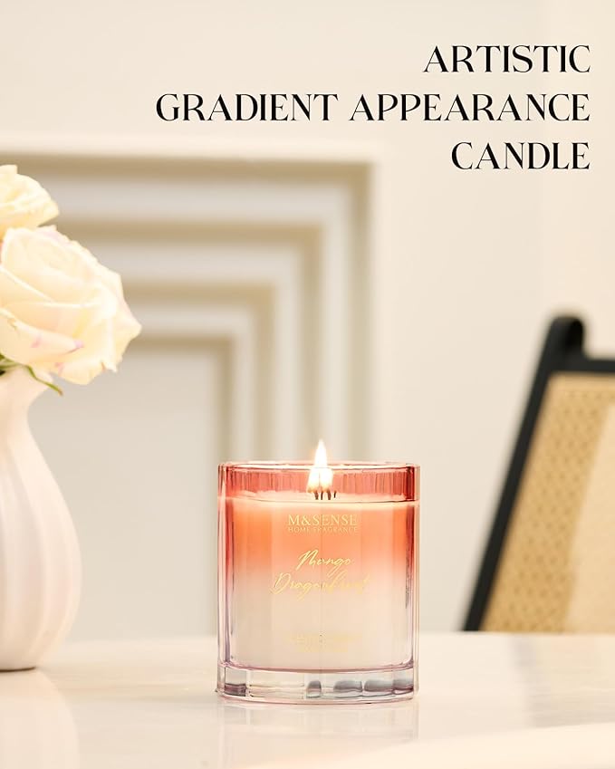 M&SENSE Mango Dragonfruit Scented Candle - 10.6oz Natural Soy Wax 60-Hour Long Lasting Burn Time Non Toxic Fruity Scented Candle for Home Decor, Vacation & Gifts for Friends