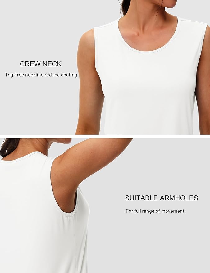 MAGCOMSEN Women's Workout Tank Top Athletic Muscle Sleeveless Crew Neck Shirt UPF 80+ Moisture Wicking Gym Running