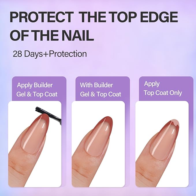 Vansiho French Gel Nails Kit - Medium Almond French Tip Press on Nails Kit, Nail Gel and Nail Lamp for Gift and Nail Art DIY