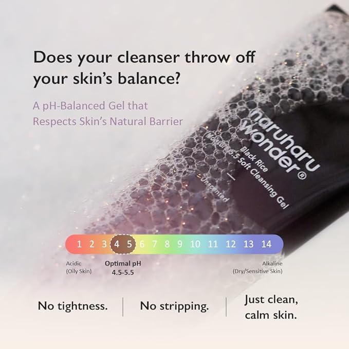 Black Rice Moisture 5.5 Soft Cleansing Gel, Gentle Foaming Daily Cleanser, Low 5.5pH, Moisture Balance, Soap Free, For Sensitive Skin, Vegan & Cruelty-Free, 3.4 fl.oz