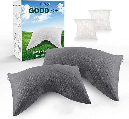 Side Sleeper Pillow for Neck and Shoulder Reilef, Ergonomic Design Medium Firm Pillow, Queen Size Bed Pillows for Sleeping, Cross Cut Memory Foam Pillows for Back, Stomach and Side Sleepers