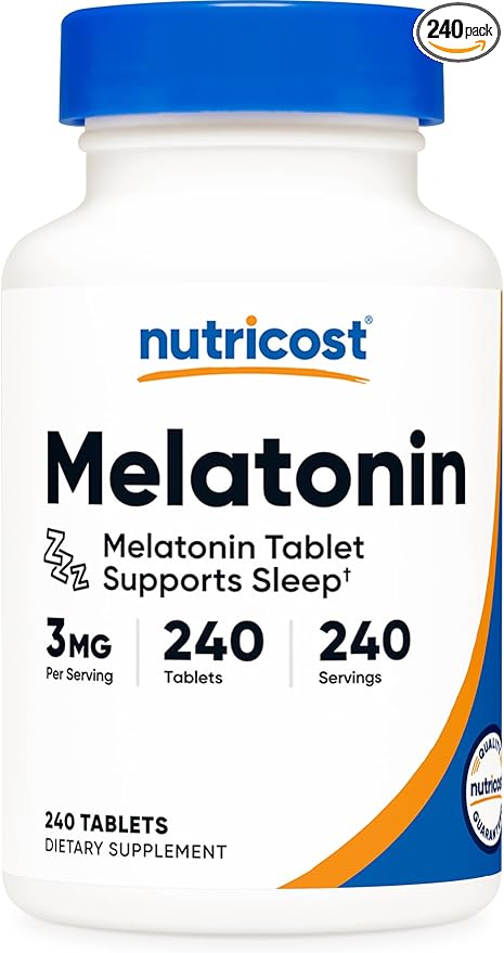 Nutricost Melatonin 3mg, 240 Tablets - 3mg Per Serving, Non-GMO, Gluten Free