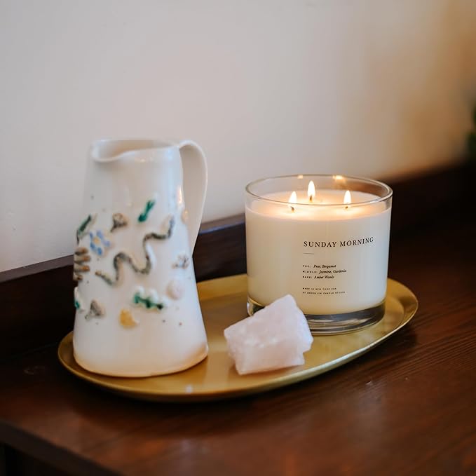 Brooklyn Candle Studio Sunday Morning XL 3 Wick Candle - Luxury Scented Candle, Vegan Soy Wax, Hand Poured in The USA, 100 Hour Slow Burn Time - 27oz