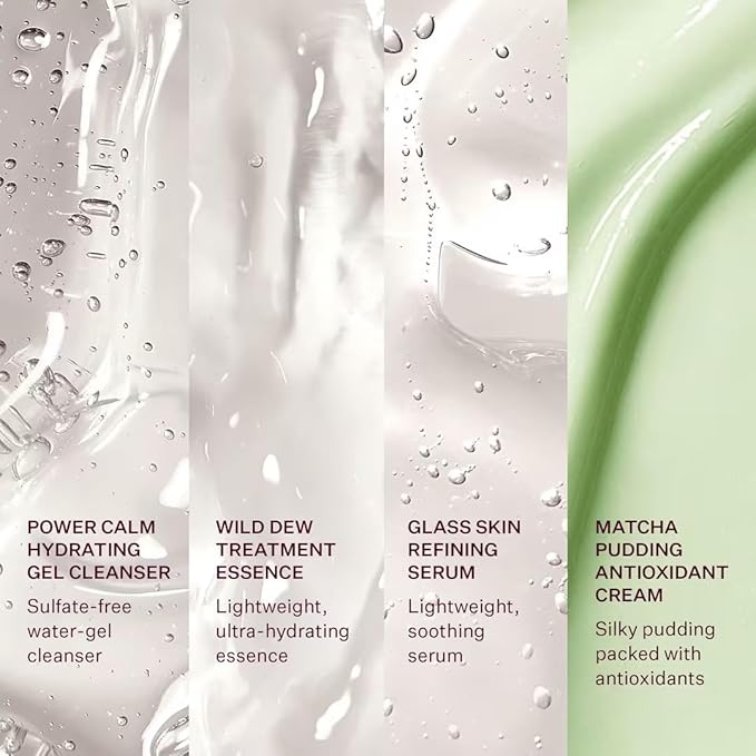 Peach & Lily - Glass Skin Discovery Kit (4 Products) - 1 Cleanser, 1 Essence, 1 Serum & 1 Cream - Skin Care Set - Acne Routine - Travel Essentials - Self Care - Vegan & Cruelty Free - Korean Beauty