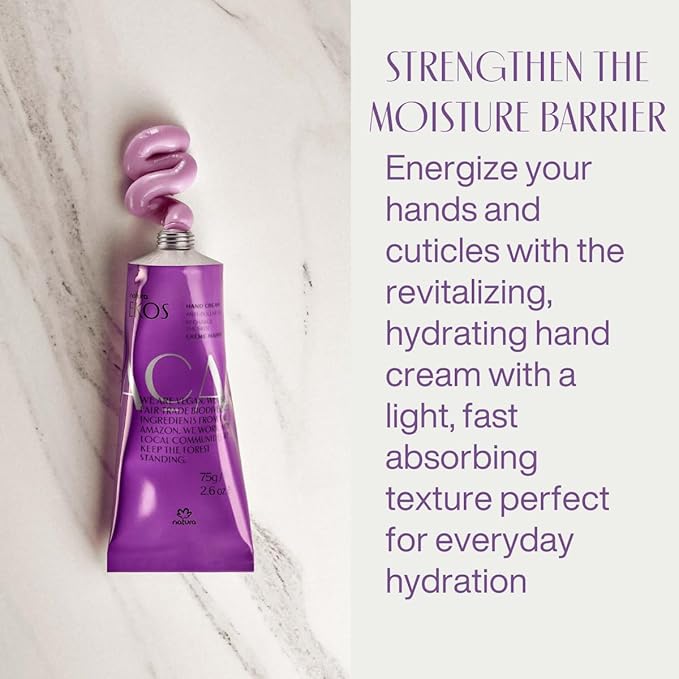 Natura - Ekos Açaí Hand Cream - Anti-Dullness Hand Balm - Recharge the Skin - Fast Absorption - Skin Moisturizer - Vegan Skin Care - Brazilian Beauty Secrets - Self Care & Body Care - 1.41oz (40g)