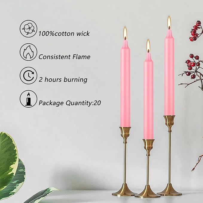40 Pack Candles Mini Unscented Taper Candles for Valentine's Day,Christmas,Household, Wedding, Rituals, Prayer, Birthdays,Party and Home Décor Candlesticks - 4 Inch Tall(Pink)