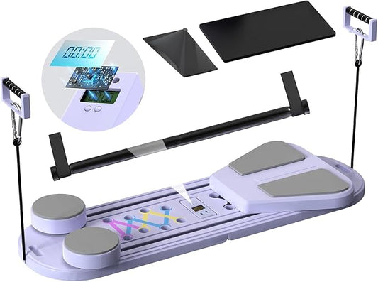 Pilates Board, Pilates Reformer Set with Timer, Multifunctional Abdominal Board Ab Core Trainer Home Workout Equipment