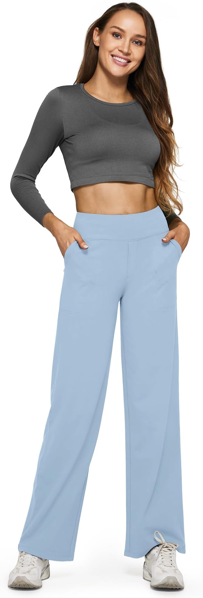 G4Free Yoga Pants Women Wide Leg Pants with Pockets High Waist Stretch Dress Casual Sweatpants Petite/Regular/Tall