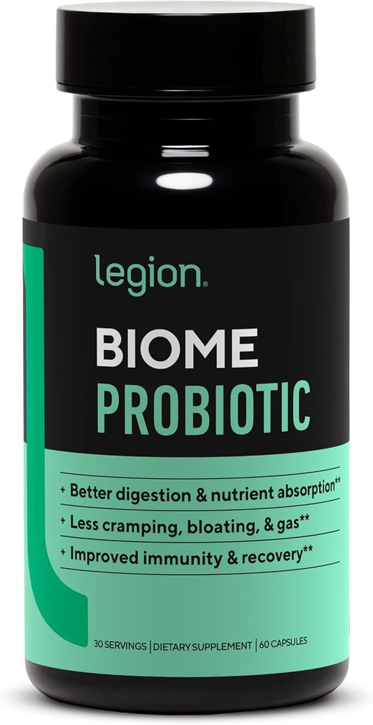 LEGION Biome Probiotic - Natural Probiotics Gut Health Supplement for Women & Men - Probiotic Nutritional Supplements Help Reduce Bloating, Cramping & Gas - Colon Health Probiotic Pills, 30 Servings