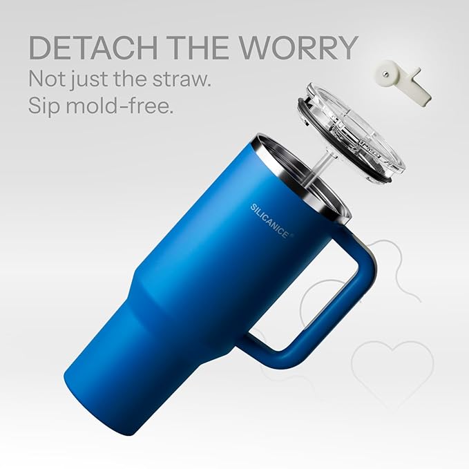 Easy Clean Pro Tumbler - 40 oz Water Bottle with Handle Quick-Disassemble Flip Straw, Leakproof Insulated Stainless Steel, Dishwasher Safe, BPA-Free Gifts for Women & Men