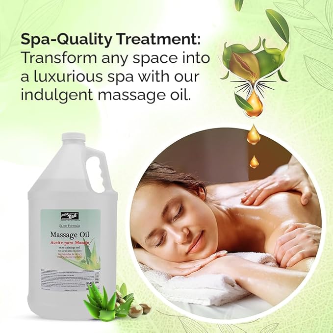 PRONAIL - Massage Oil, Aloe Vera, 128 Oz - Professional Full Body Massage Therapy, Manicure, Pedicure - Relax Sore Muscles and Repair Dry Skin, Enhanced with High Absorption Oils and Vitamin E