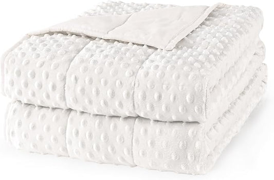 Mr. Sandman Weighted Blanket for Adults, Heavy Blanket for Woman,Man Sleeping/Calm, Soft and Cozy Weighted Throw Blankets, Machine Washable, 48 x 72in, 12 lbs, White