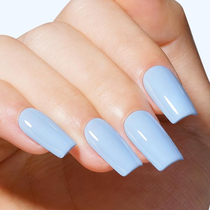 TOMICCA Blue Gel Nail Polish - Pastel Baby Blue, UV Gel Polish Spring Summer Pastel Colors, Long Lasting Cotton Candy