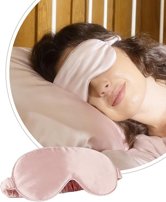 100% Mulberry Silk Sleep Mask, 22 Momme Silk Eyeshade with Adjustable Elastic Band, Blackout Blindfold for Sleeping, Travel & Night