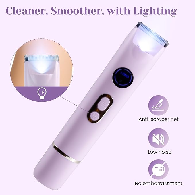 Bikini Trimmer for Women Dermave Bikini Shaver 4 in 1 Pubic Hair Trimmer, Razor for Women Private Area with Dual Heads IPX7 Waterproof, Electric Shaver for Nose Eyebrows Beard Underarm Leg Arm
