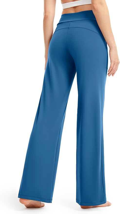AFITNE Womens Wide Leg Yoga Pants with Pockets High Waist Stretch Dress Casual Pants Loose Lounge Sweatpants 28"/30"/32"