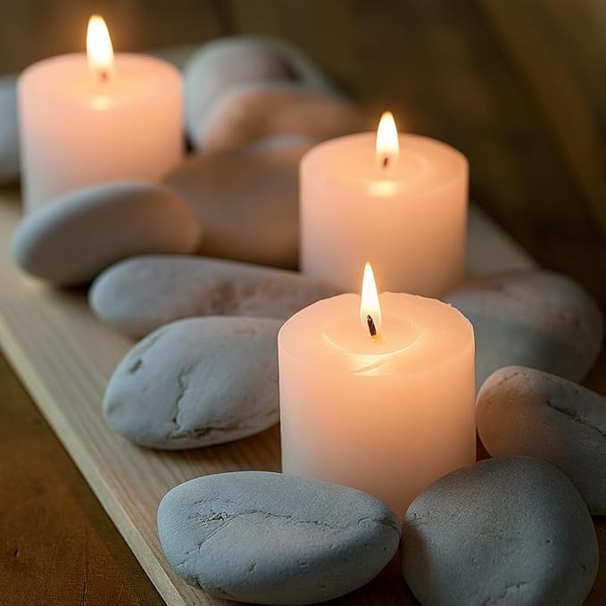 CW Studio Unscented Pressing Votive Candles – Long Hours Burn, Smokeless & Dripless – Premium Wax with Cotton Wick – Perfect for Weddings, Events, Home & Romantic Décor (72, White, 1.2x1.45 inches)