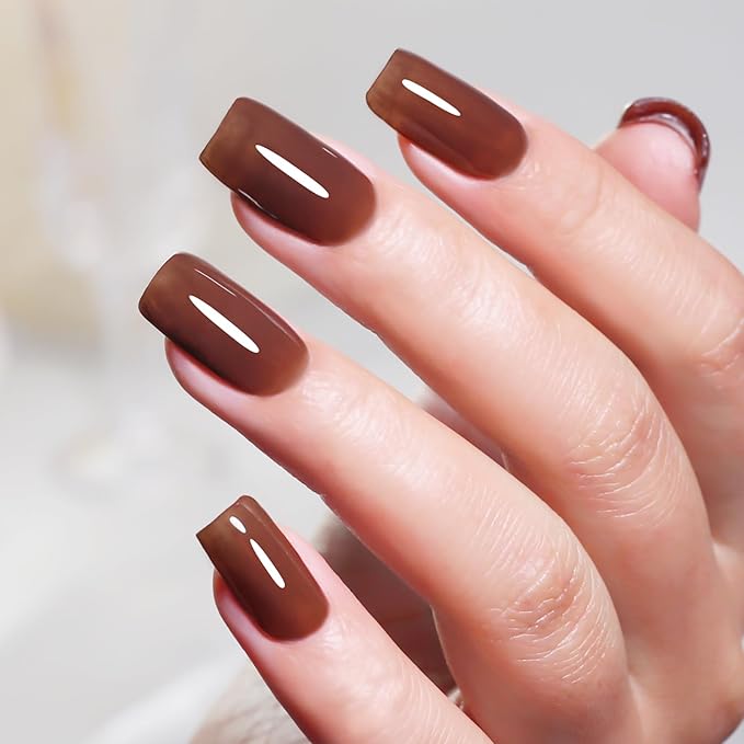 10ml Hema Free Gel Nail Polish Set, 6 Colors Transparent Jelly Gel Polish Kit Sheer Nude Pink Skin Tones Neutral Brown Soak Off Manicure for Salon and Nail Art DIY