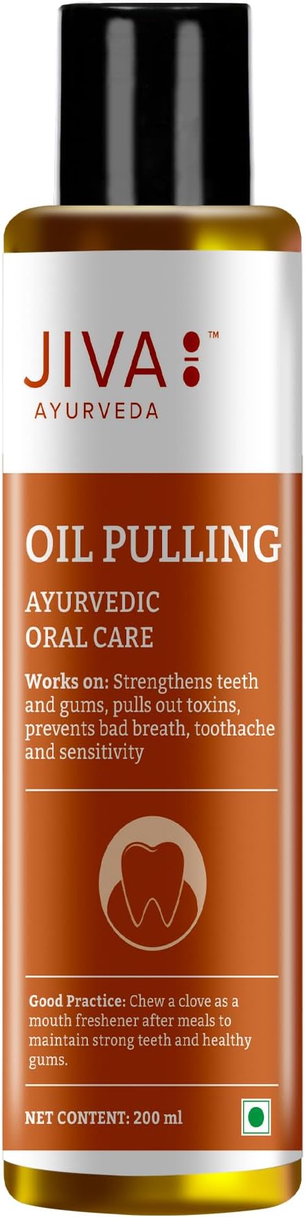 Jiva Oil Pulling 200ml | Ayurvedic Oil for Oil Pulling Deep Cleanses Mouth, Removes Toxins | Prevent Bad Breath, Alleviates Toothache & Sensitivity (Pack of 1)
