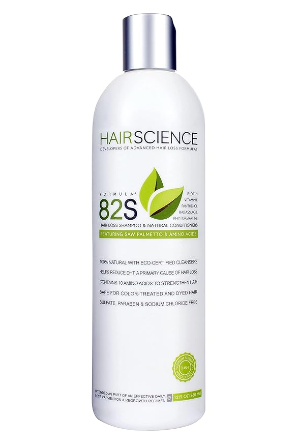 Hair Science Formula 82S | DHT-Blocking Shampoo for Thinning Hair | Featuring Saw Palmetto, Biotin, Panthenol, Keratin, Provitamins, & Amino Acids | Sulfate-Free & Color-Safe | For Men & Women | 12oz
