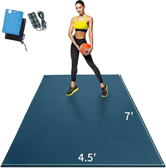 MRO Extra Large Exercise Mat For Home Gym, 8'x4.5'/7'x4.5'/6'x4.5'(7mm) Workout Mats for Gym Flooring, Non-Slip, Extra Thick Durable Cardio Mat, Ideal for Plyo, Weights, MMA, Jump Rope -Shoe Friendly