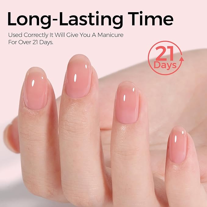 TOMICCA Jelly Pink Gel Nail Polish, Peach Pink Gel Polish, Light Nude Pink Nail Polish Quick Dry, UV Light Cure Translucent Pink Nail Polish Long Lasting Neutral Nail Art Manicure