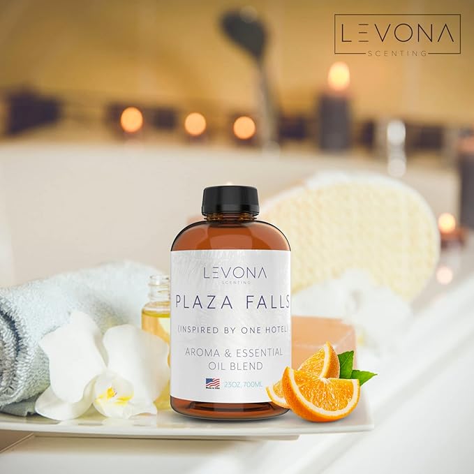 Levona Scent Essential Oil - Fresh Aroma for Home, Office, Hotel & Spa, Perfect in Humidifiers and Diffusers, Luxury Fragrance, with Cucumber Water, Orange, Melon Notes - 700ml/ 23 fl oz, Plaza Falls