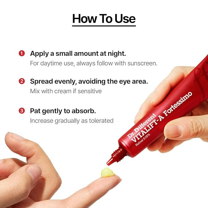 Dr.Different VITALIFT-A Fortessimo Retinal 0.15% - Clinical Grade Anti-Aging Cream for Wrinkle Reduction, Elasticity, Hydration, Lifting with Vita A, K-Skincare made by Korean Dermatologist, 1.06oz