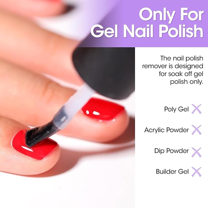 Gellen Gel Nail Polish Remover, Gel Polish Remover for Nails with Cuticle Pusher and Nail File, Easily & Quickly Remove Gel in 2-5 Minutes, No Need Soaking Or Wrapping