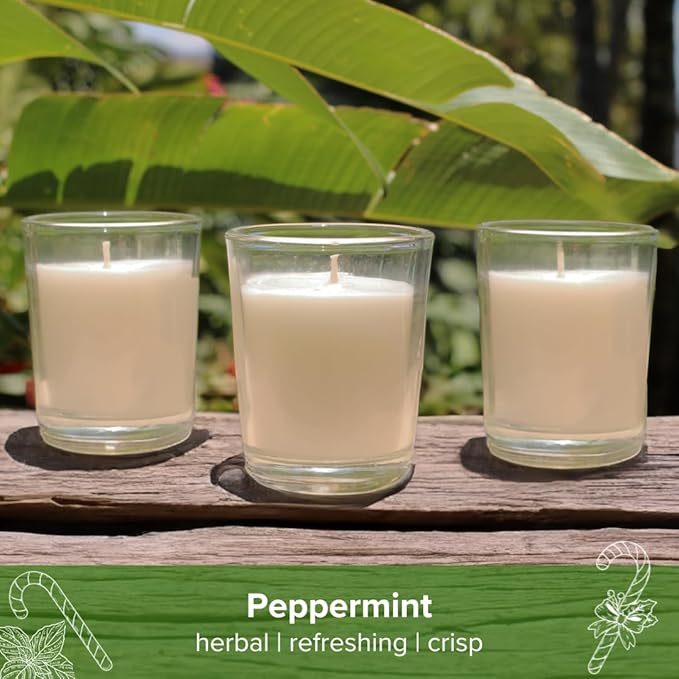 Simply Soson Scented Votive Candles, Bulk Set of 24 White Peppermint Scented Candles Bulk, Votive Candles Scented in Glass, 10 Hours Burn, for Wedding, Birthday, Holiday Christmas & Home Decoration