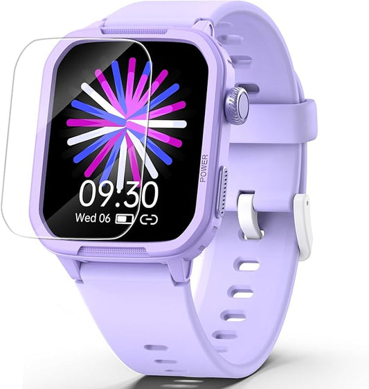 Kids Smart Watch for Boy Girl, Kids Watches with 19 Sport Modes, Heart Rate, Sleep Monitor, Pedometer, Alarm Clock, IP68 Waterproof Fitness Tracker, Gift for 6-16 Year Old Boys Girls Toys (Purple)