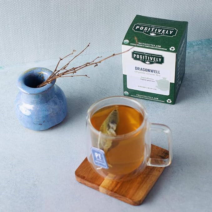 Organic Positively Tea Company, Dragonwell Green Tea Bags, 20 Count