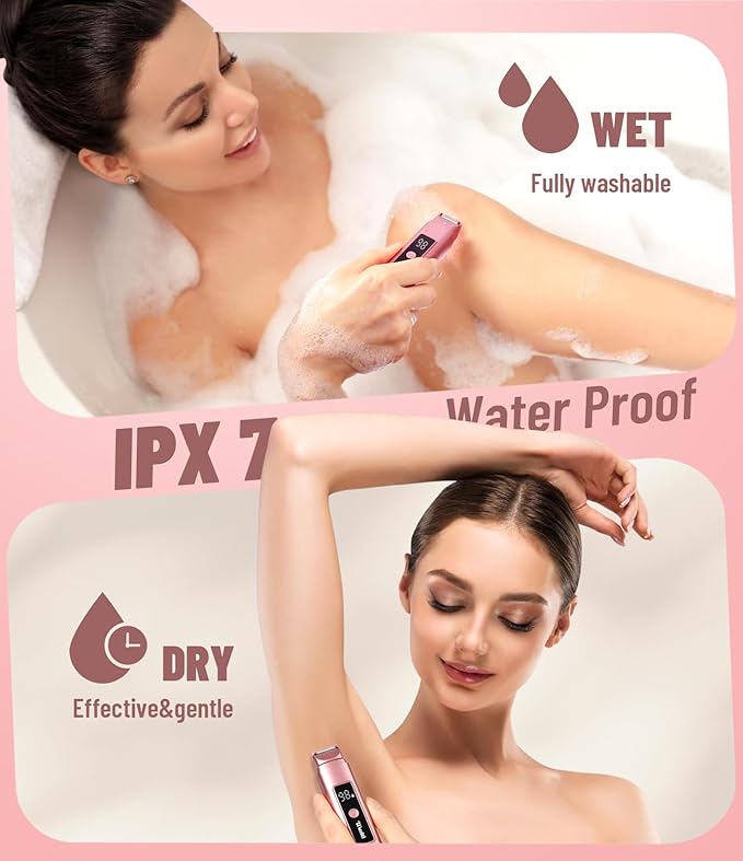 Lady Shaver & Trimmer Set - Electric Bikini/Body Razor with Dual Heads | IPX6 Waterproof, LED Screen, Rechargeable for Legs/Underarm