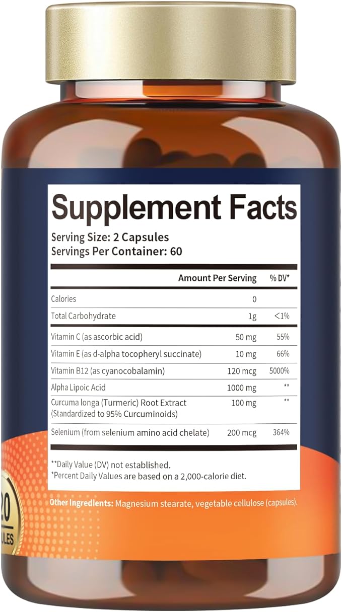 Totaria Alpha Lipoic Acid 1000mg - ALA Supplement Antioxidant for Neuropathy Support Nerve Health, Liver Detox, Antioxidant, Metabolism and Cell Energy, Anti-Aging - Non-GMO, Gluten Free, Vegan Safe