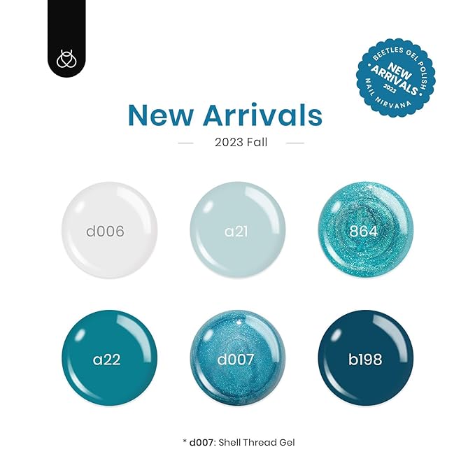 Beetles Blue Gel Polish Set - Mermaid Treasures Collection, Glitter Pearl Polish Navy Dark Blue Colors Gel Nail Art Design Soak off Uv Led Nail Lamp