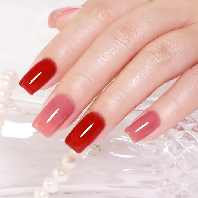 10ml Hema Free Gel Nail Polish Set, 6 Colors Transparent Jelly Gel Polish Kit Summer Sheer Colorful Pink Red Cyan Coral Color Gift for Art DIY and Salon