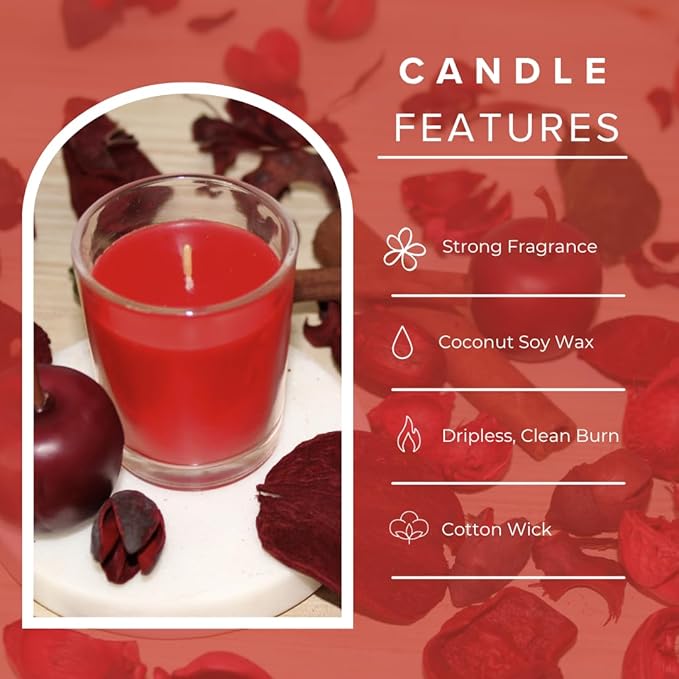 Simply Soson Scented Votive Candles, Bulk Set of 24 Red Spicy Cinnamon Clove Scented Candles Bulk, Fall Votive Candles Scented in Glass, 10 Hours Burn, for Holiday Christmas & Home Decoration