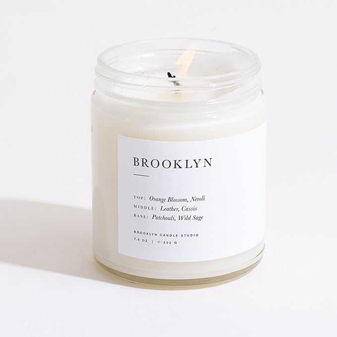 Brooklyn Candle Studio Brooklyn Jar Candle - Luxury Scented Candle, Vegan Soy Wax, Hand Poured in The USA, 50 Hour Slow Burn Time - 7.5oz