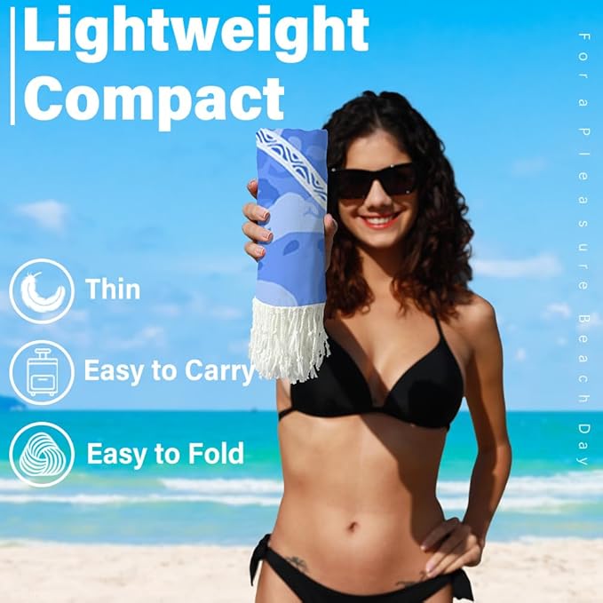 Turkish Beach Towel Quick Dry Absorbent Cotton Lightweight Thin Bathroom Bath Pool Swim Towels Extra Large Oversized Sand Free Beach Accessories Essentials Stuff Cloud Gift for Adults