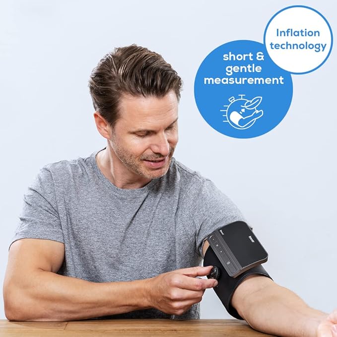 Beurer BM81 easyLock Automatic Upper Arm Blood Pressure Monitor, Smart Cuff Without Cables for Fast Measurement, Data Transfer to Apple Health and co., Bluetooth, 240 Memory Sets